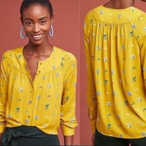 ANTHROPOLOGIE Colloquial Yoked Button Down Blouse